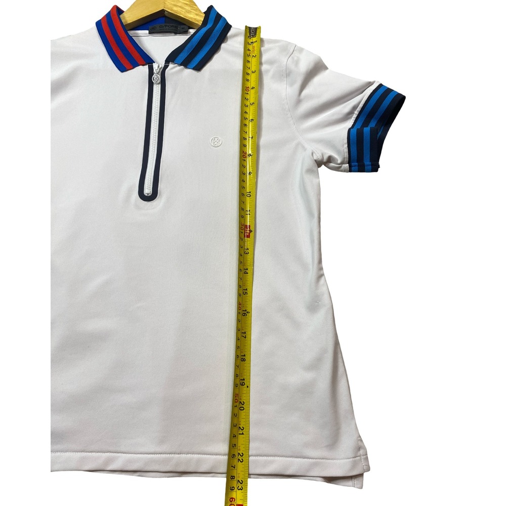 G/FORE Womens White Quarter Zip Performance Golf Polo Shirt Striped Trim Size M - Picture 9 of 9